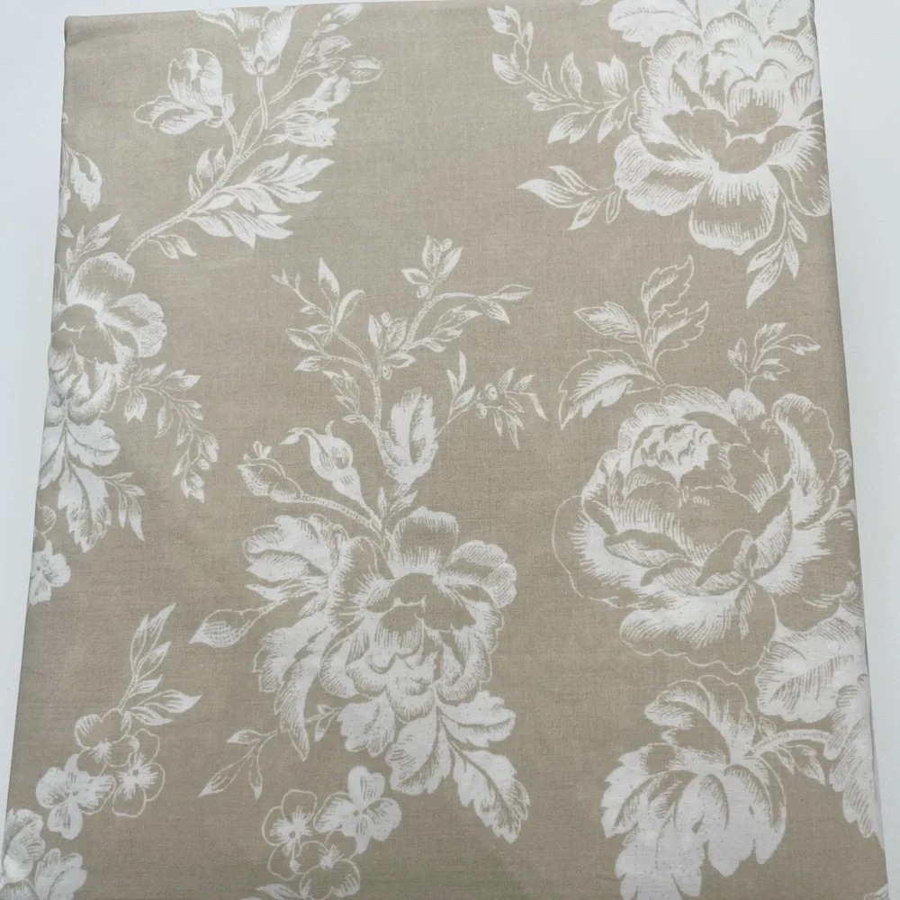 Cabbages & Roses Queen Duvet Set 3pc Taupe Neutral Floral Paris‎ Rose LINEN